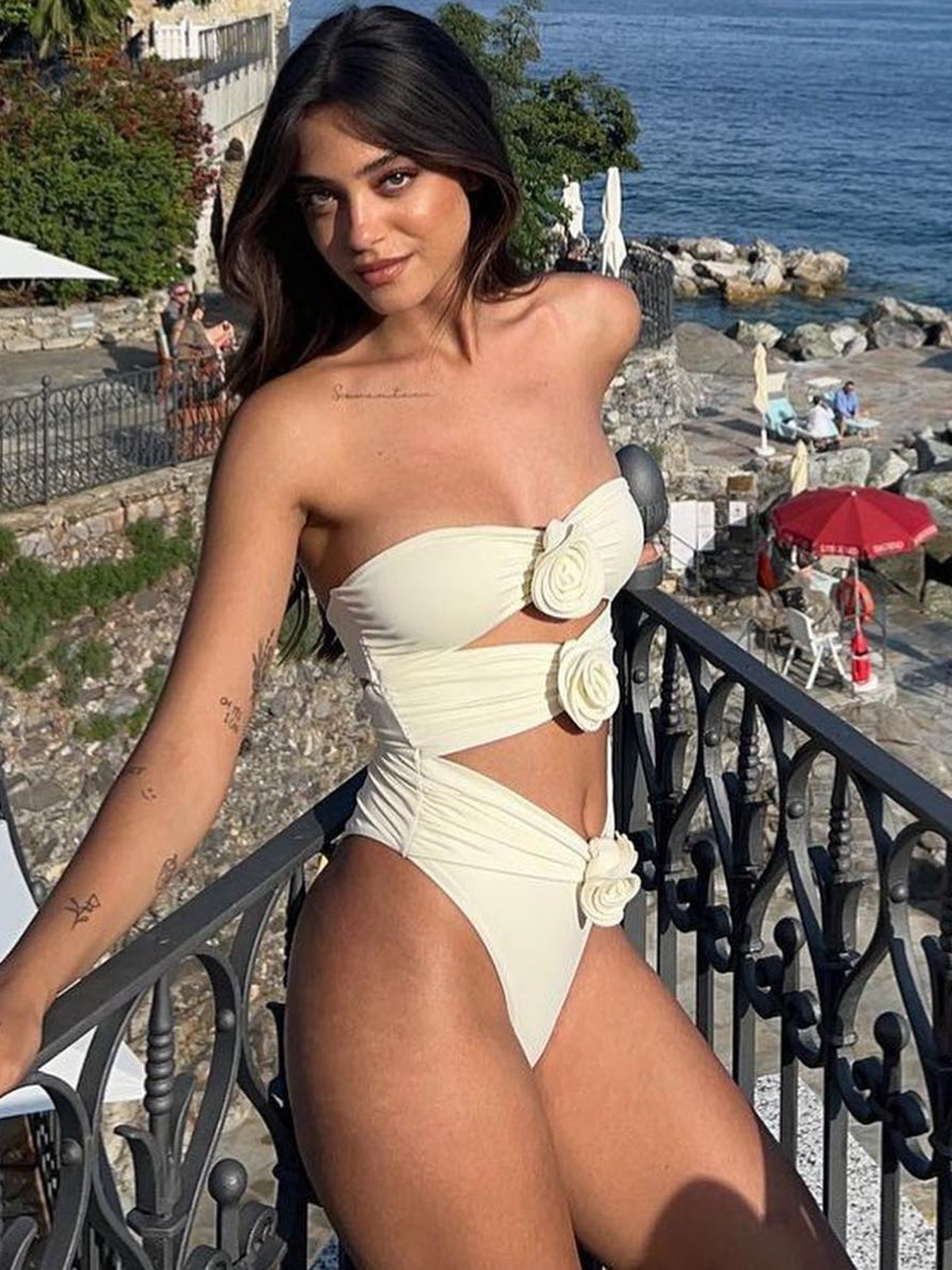 3D Floral One Piece Swimsuit