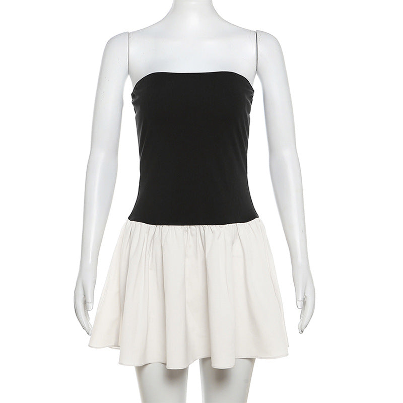 Drop Waist Ruched Tube Dress