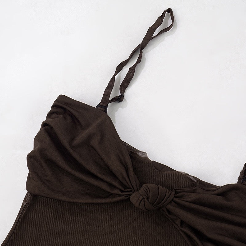 Twist Knot Mesh Maxi Dress