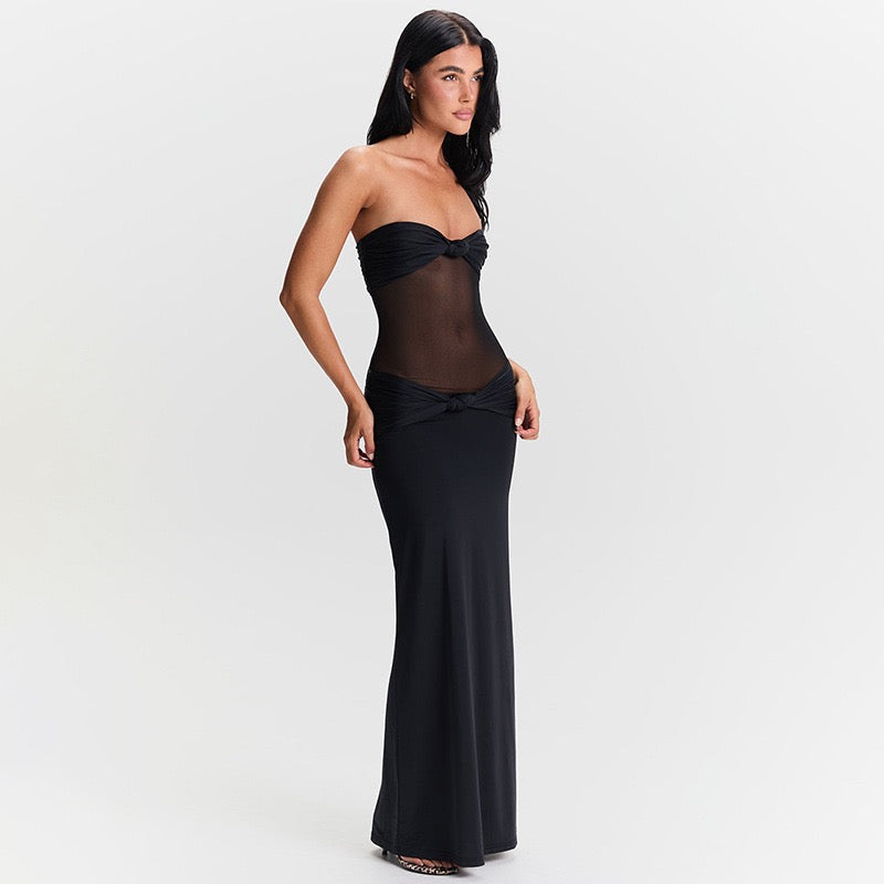 Twist Knot Mesh Maxi Dress