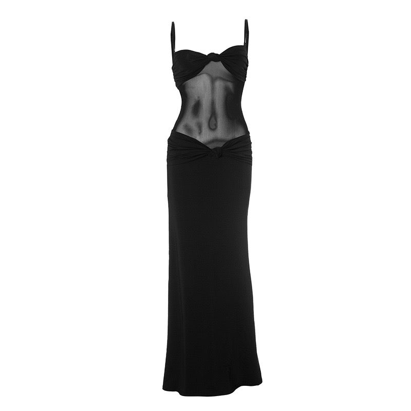 Twist Knot Mesh Maxi Dress