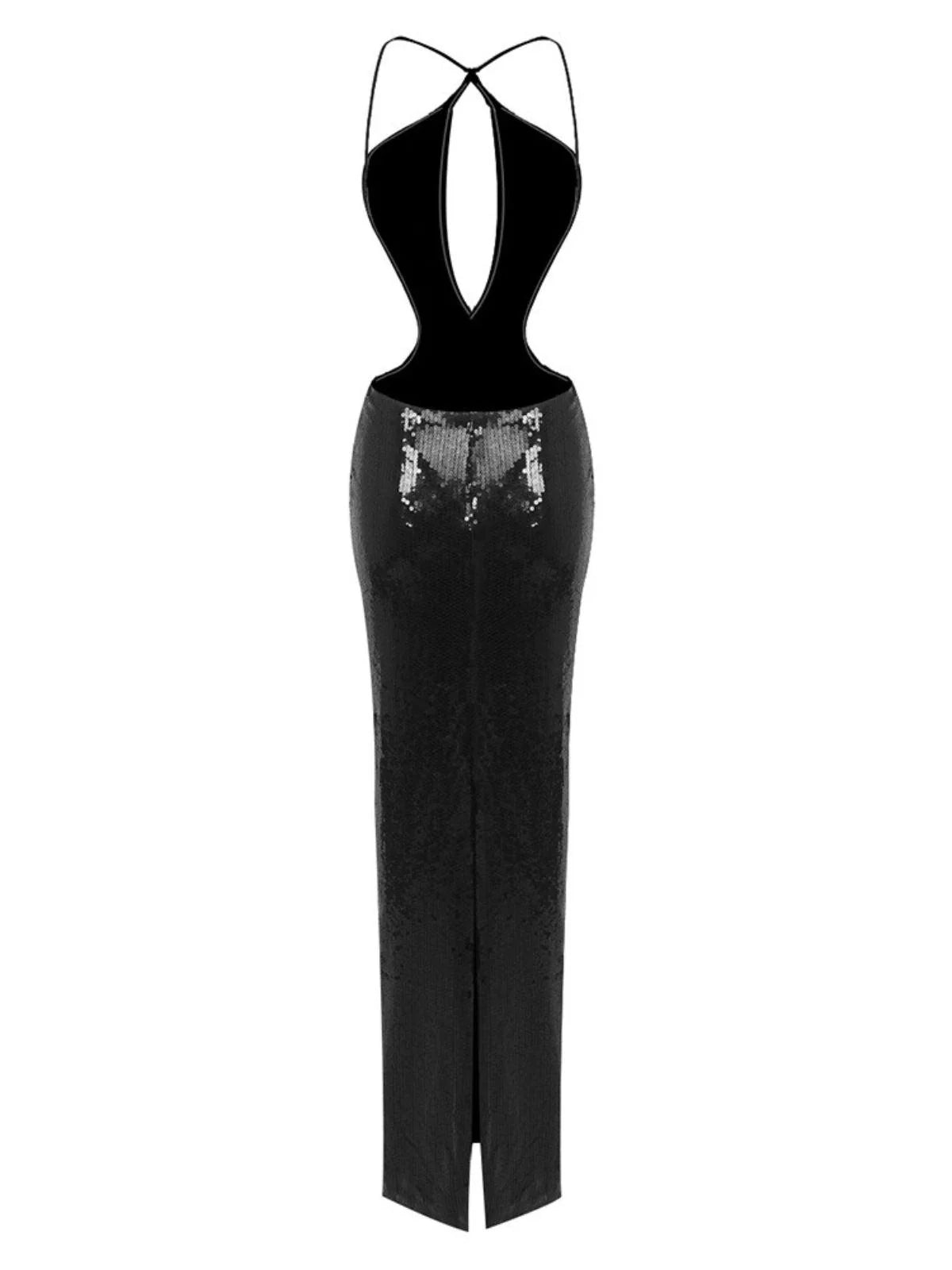 Cut Out Sequined MIDI Dress
