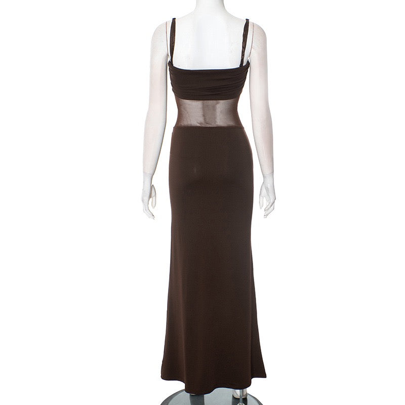 Twist Knot Mesh Maxi Dress