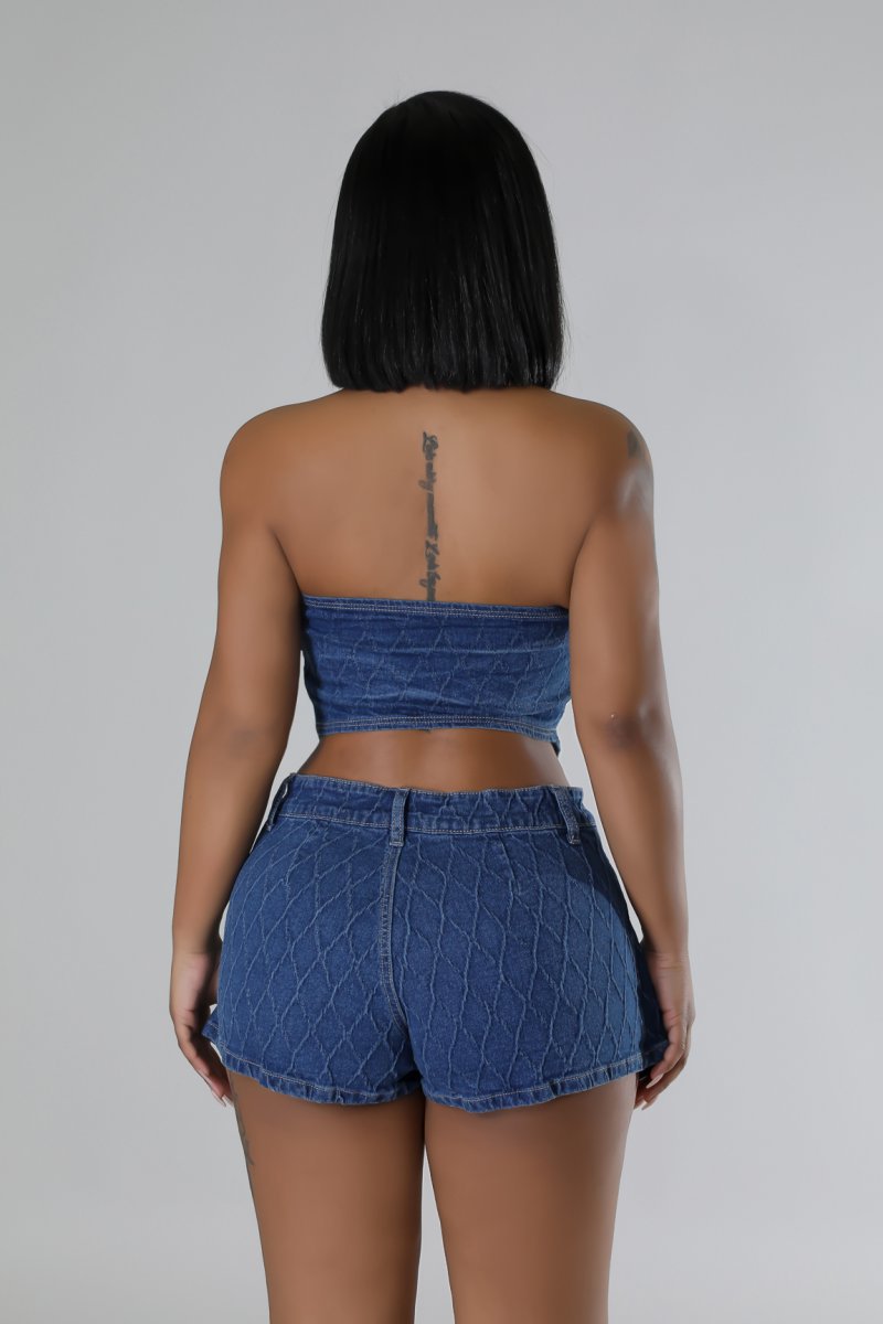 2pc Jacquard Denim Skirt Set