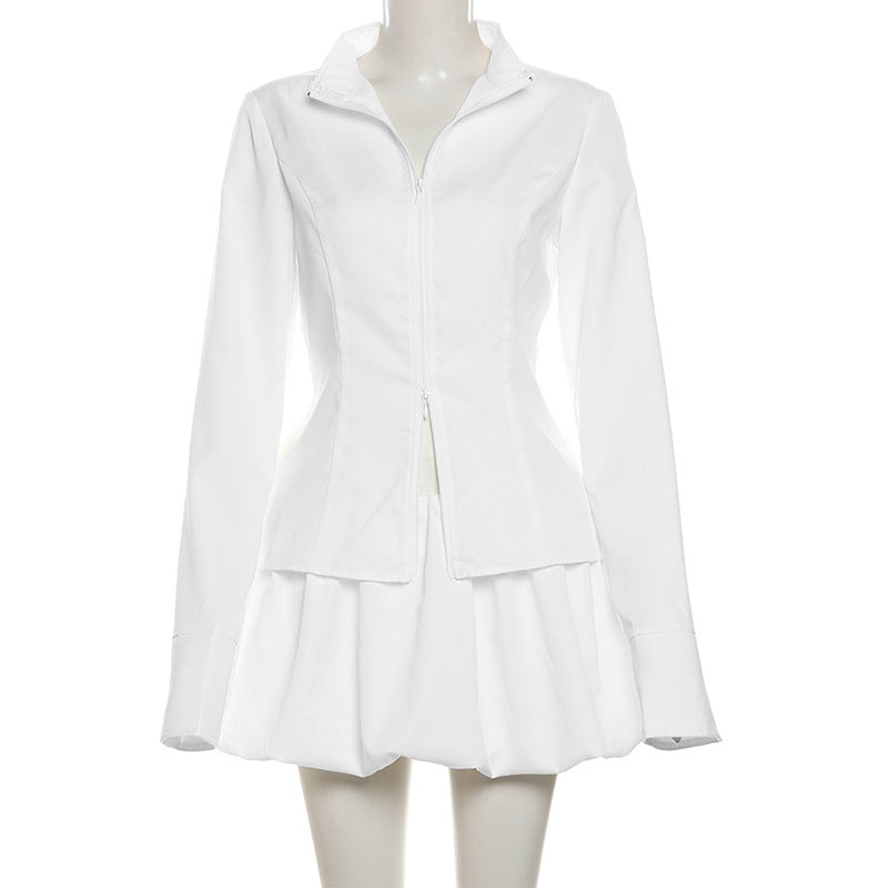 Zip Up Top and Bubble Skirt Set