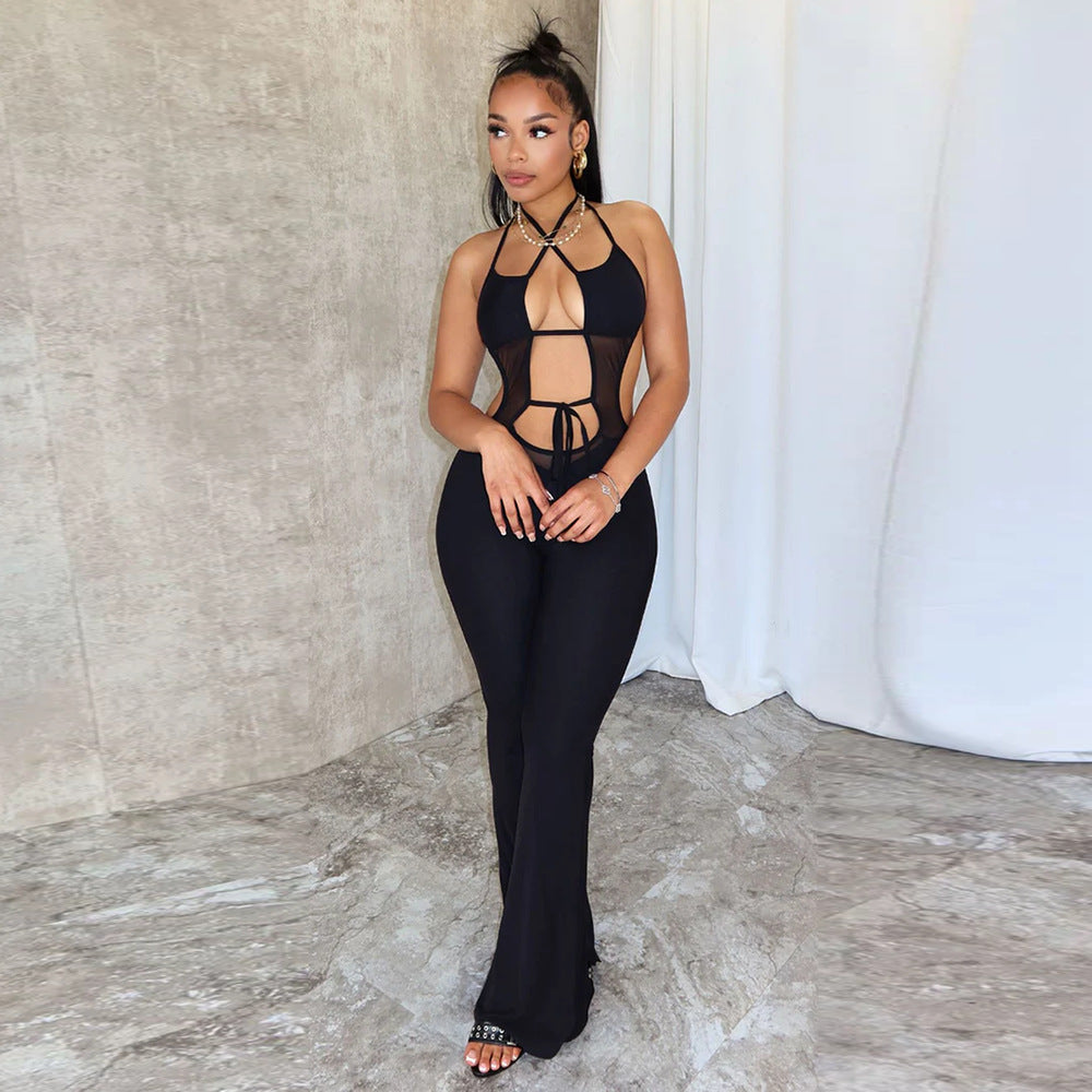 Cut Out Mesh Lined Jumpsuit