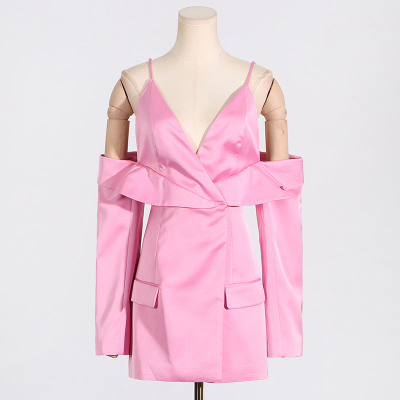 Cut Out Shoulders Blazer Dress