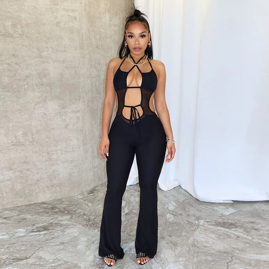 Cut Out Mesh Lined Jumpsuit