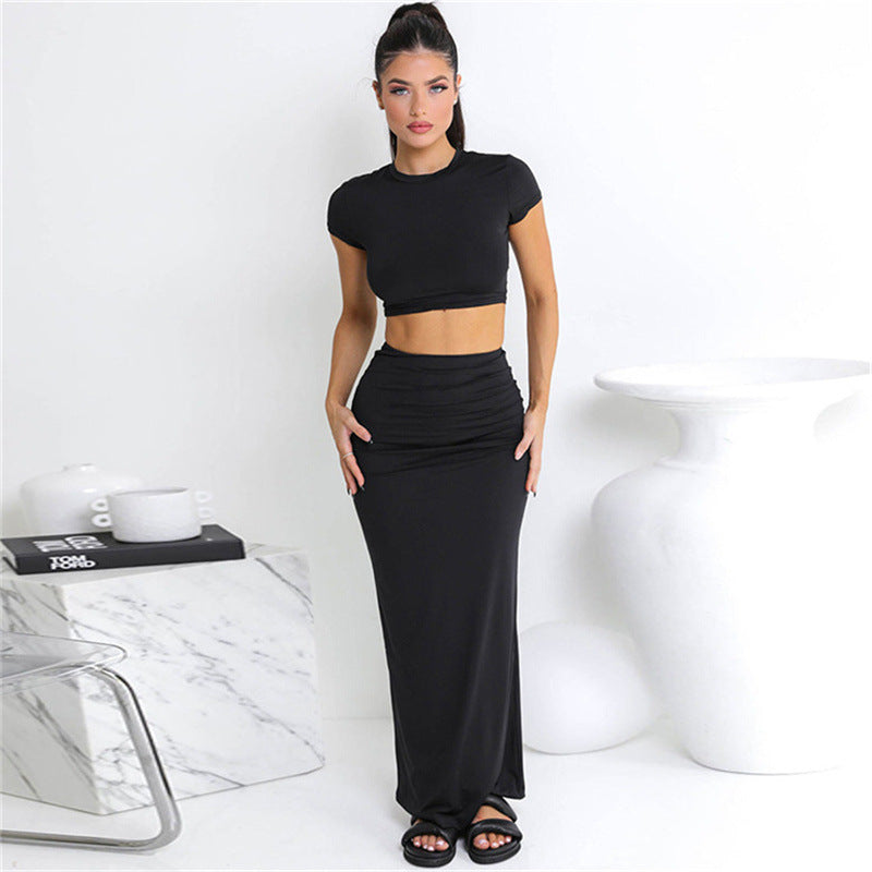 2pc Baby Tee Maxi Skirt Set