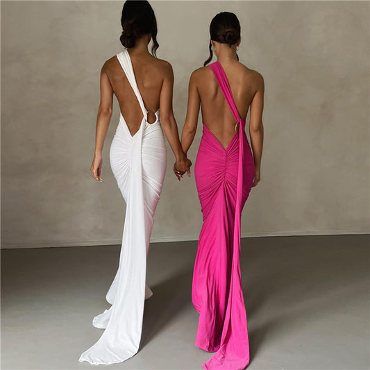 Asymmetrical Backless Maxi Dress