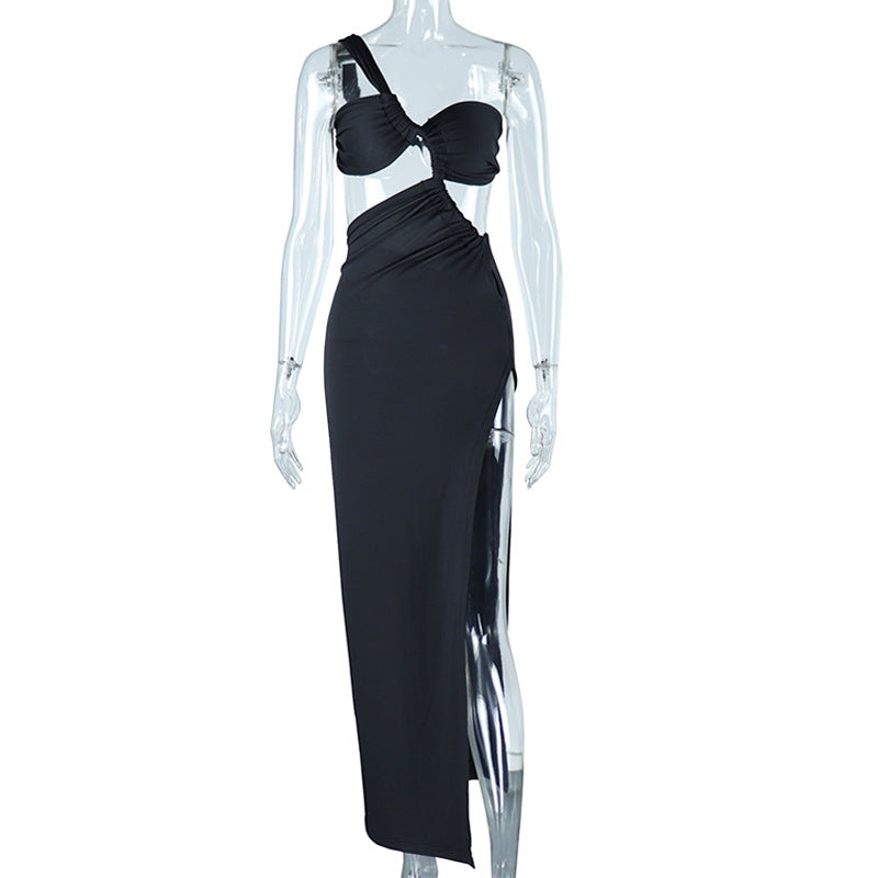 Asymmetrical High Slit Cut Out Maxi Dress
