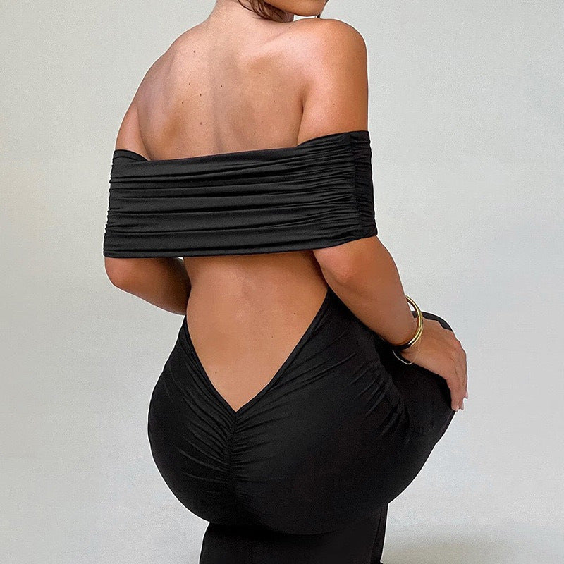 Off Shoulder Cut Out Back Maxi Dress
