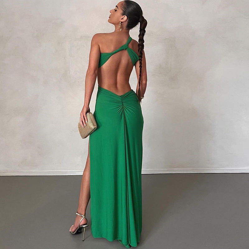 Asymmetrical High Slit Cut Out Maxi Dress