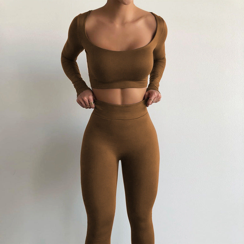 2pc Long Sleeve Cropped Scoop Neck Legging Set