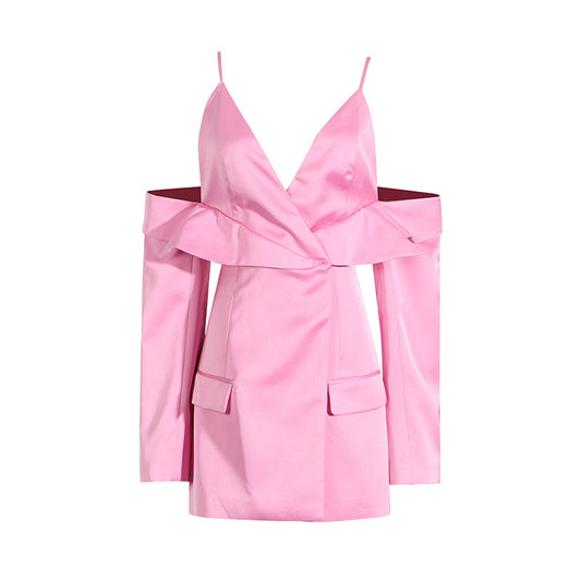 Cut Out Shoulders Blazer Dress