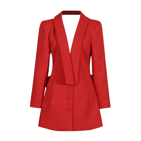 3D Flower Trim Cut Out Blazer Dress