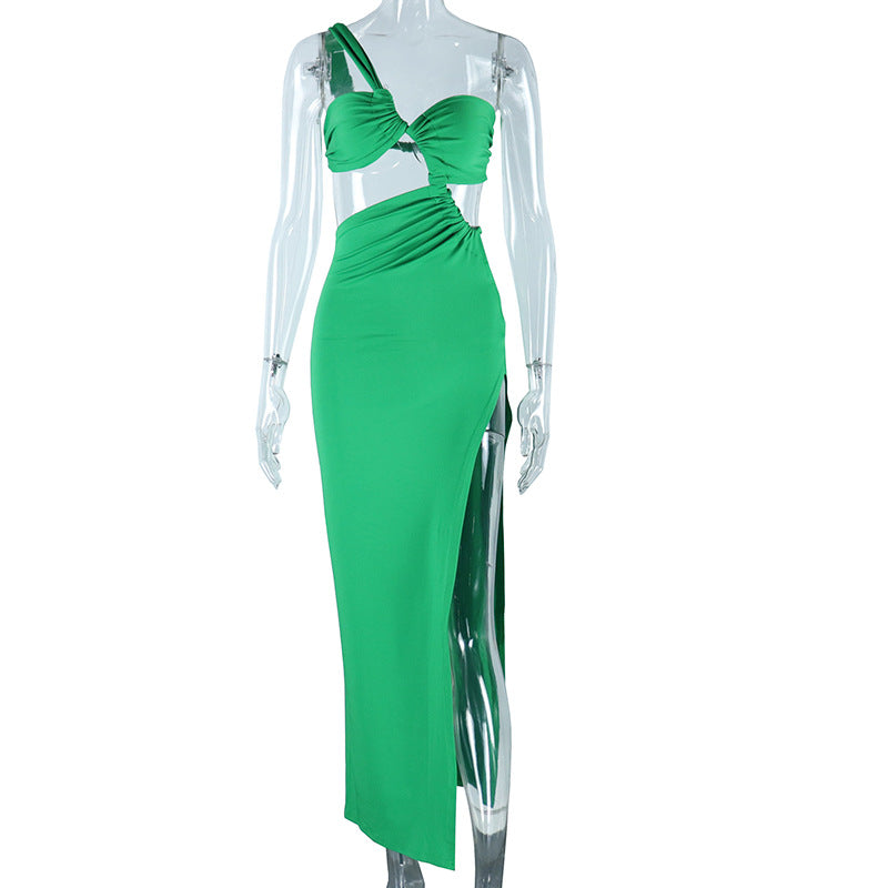 Asymmetrical High Slit Cut Out Maxi Dress
