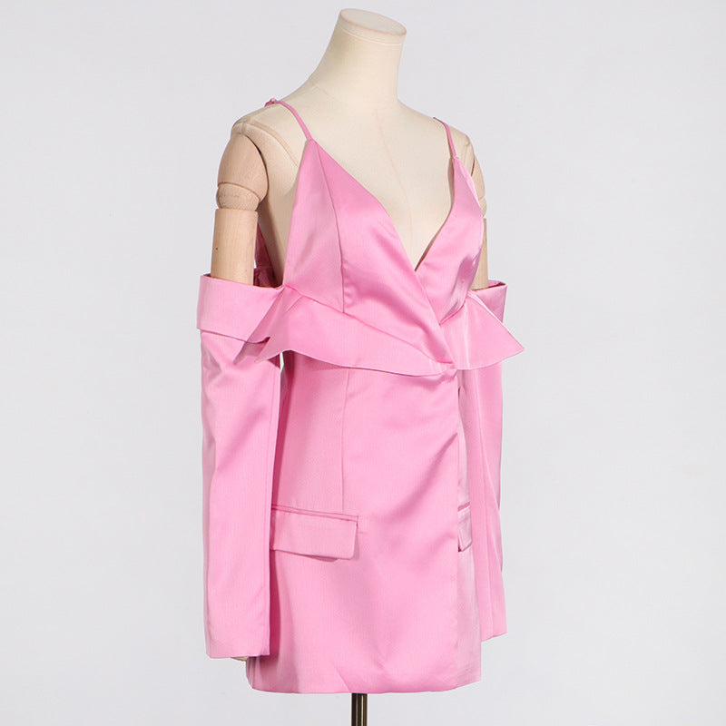 Cut Out Shoulders Blazer Dress